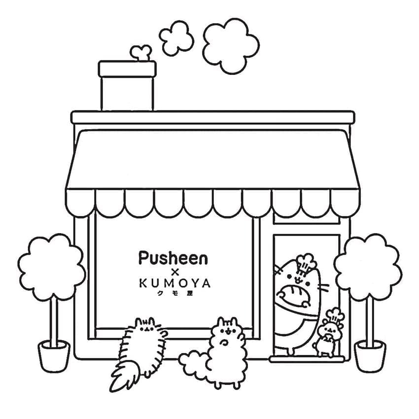 Coloriage Boulangerie de Pusheen