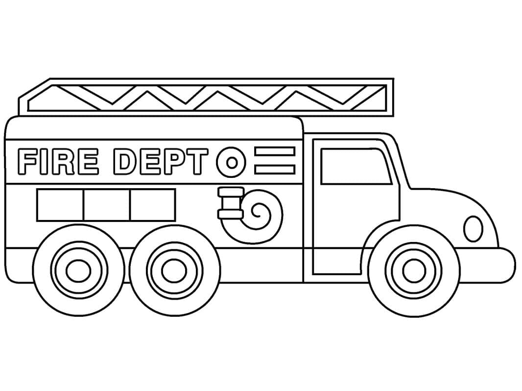 Coloriage Camion de Pompier d'époque