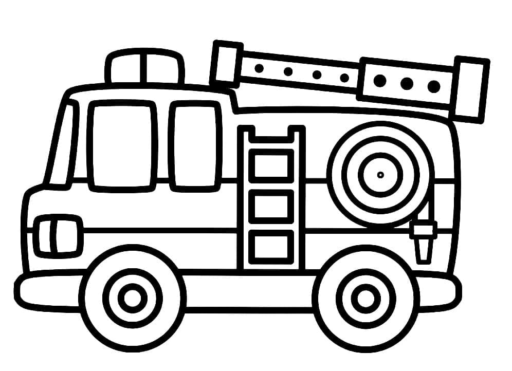 Coloriage Camion de Pompier Facile