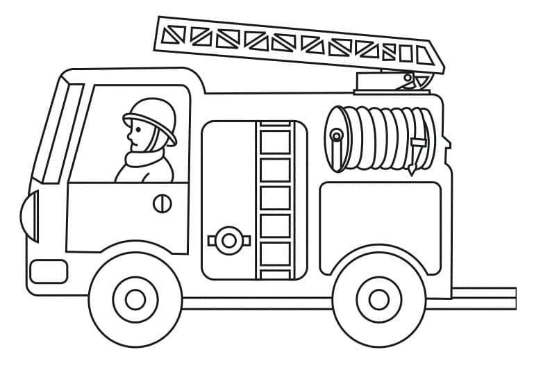 Coloriage Camion de Pompier très Facile