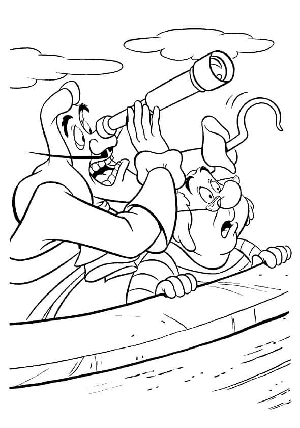 Capitaine Crochet et Monsieur Mouche de Peter Pan coloring page