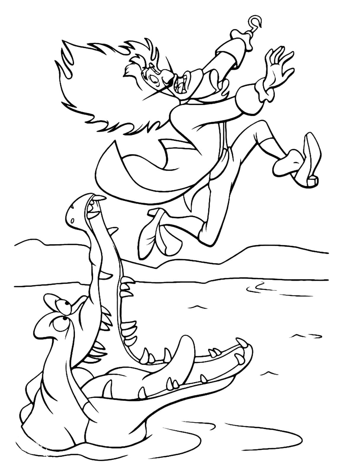 Capitaine Crochet et Tic Tac le Crocodile coloring page
