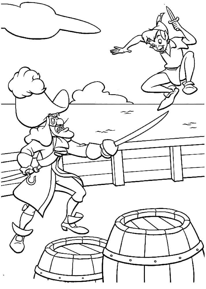 Capitaine Crochet vs Peter Pan coloring page