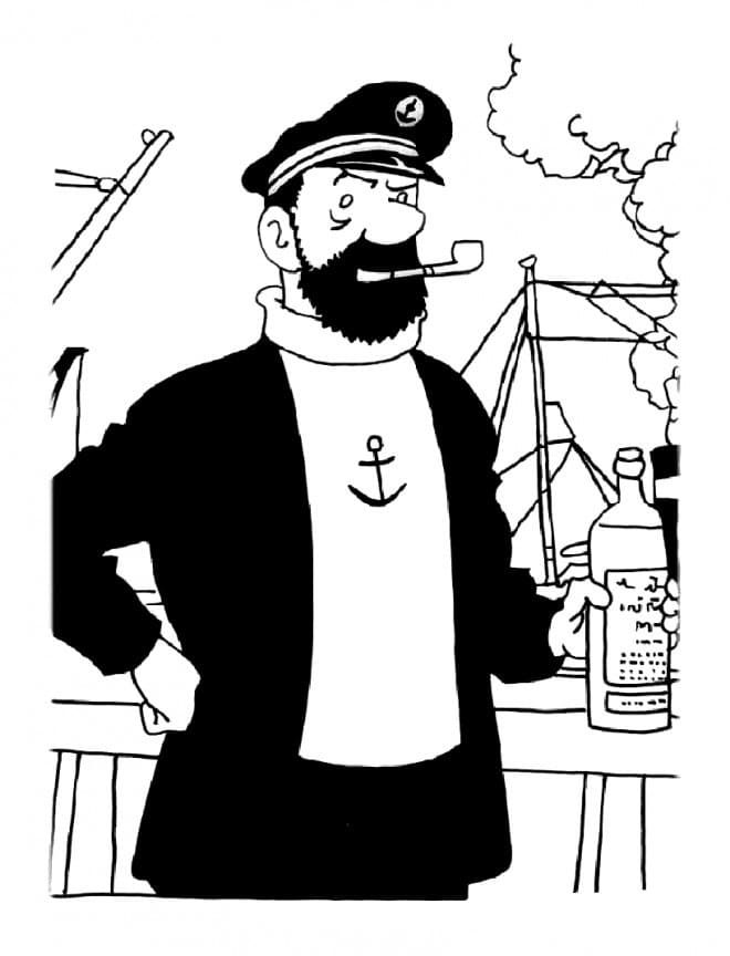 Coloriage Capitaine Haddock de Les Aventures de Tintin