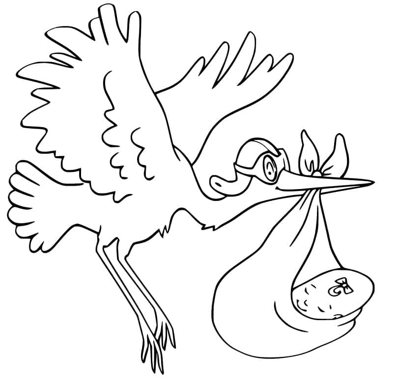 Cigogne et Bébé coloring page