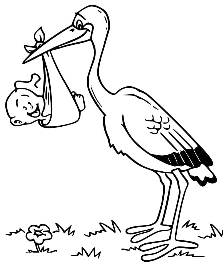 Cigogne et un Bébé coloring page