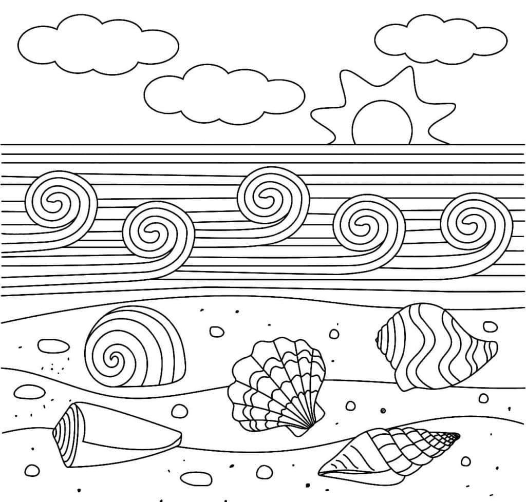 Coquillages Sur la Mer coloring page