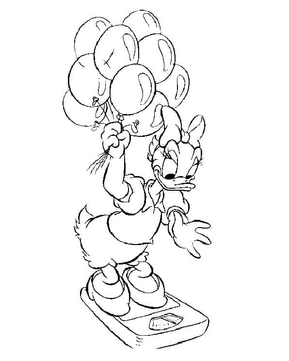Daisy Duck avec des Ballons coloring page