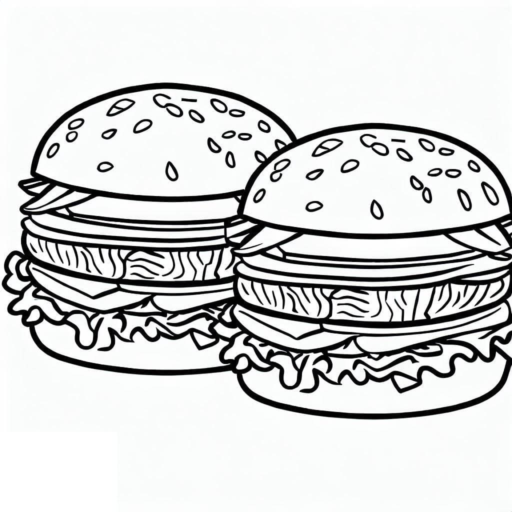 Deux Hamburgers coloring page