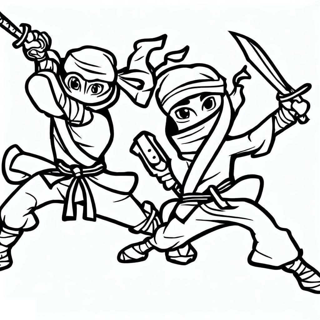 Coloriage Deux Ninjas