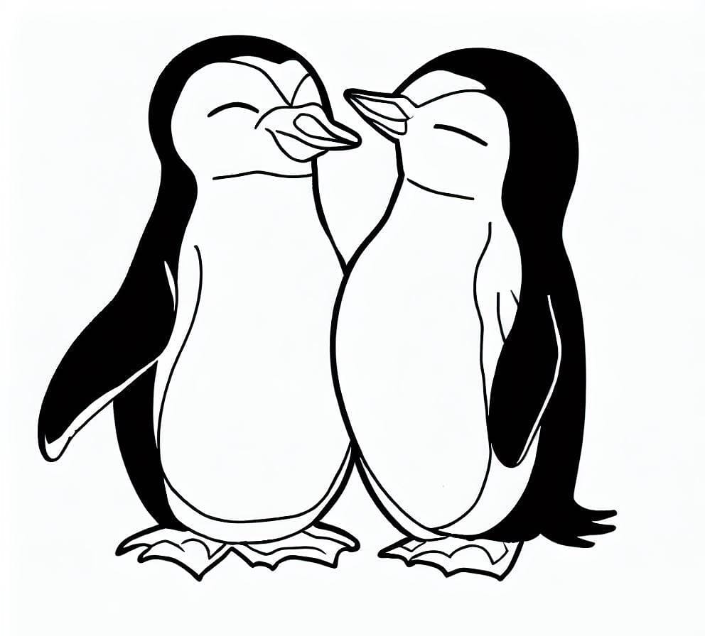 Coloriage Deux Pingouins