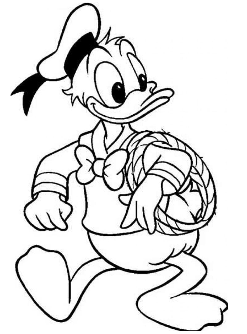 Coloriage Donald Duck avec une Corde