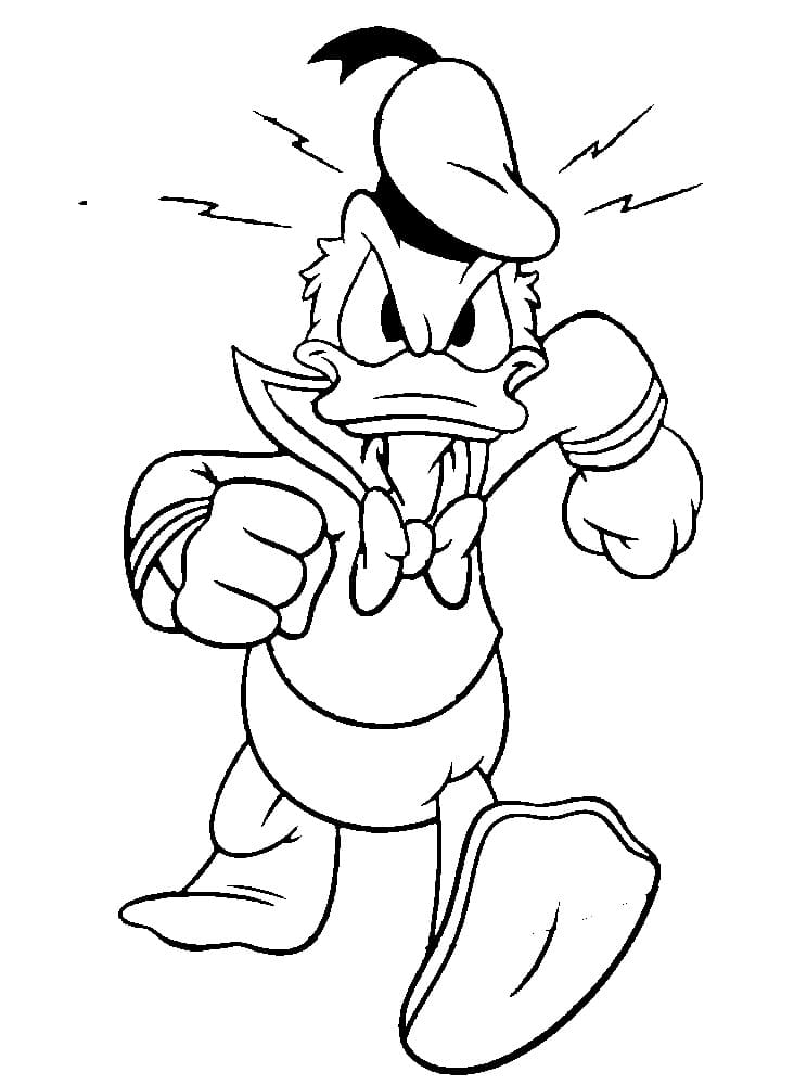Coloriage Donald Duck est en Colère