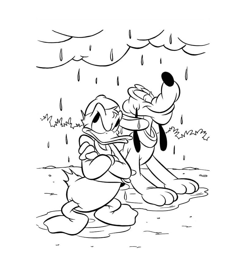 Coloriage Donald Duck et Pluto
