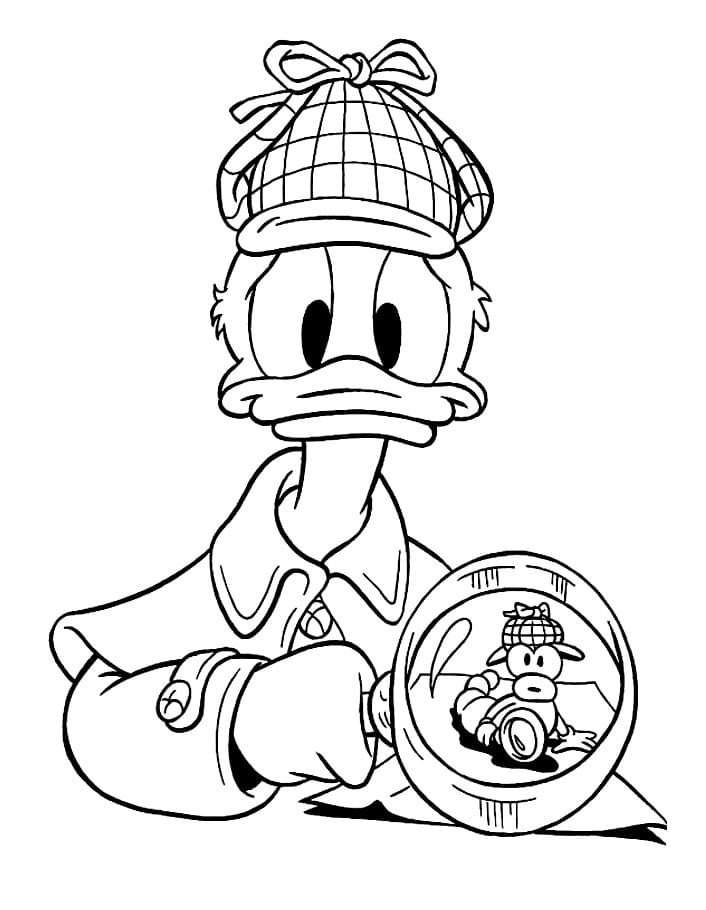 Coloriage Donald Duck le Détective