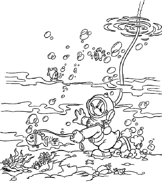 Donald Duck Plonge coloring page