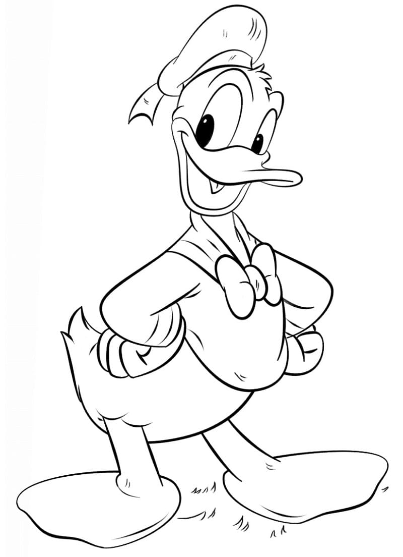 Coloriage Donald Duck Sourit