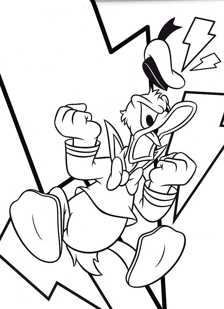 Coloriage Donald Duck Très en Colère