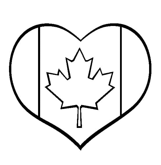 Coloriage Drapeau du Canada Coeur