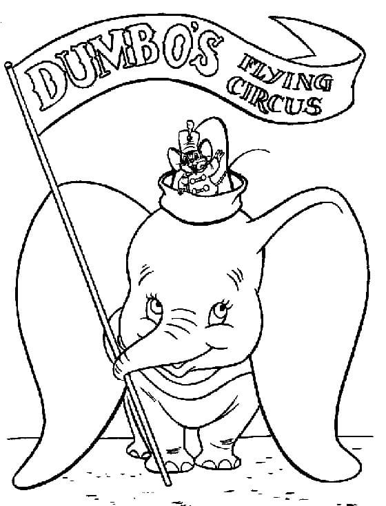 Coloriage Dumbo avec un Drapeau
