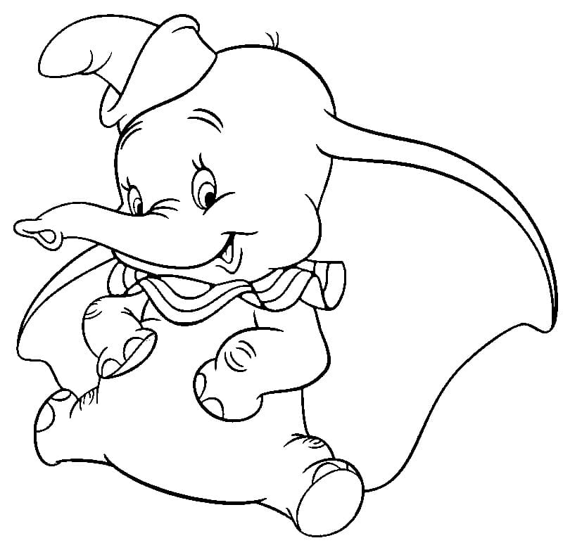 Coloriage Dumbo Heureux