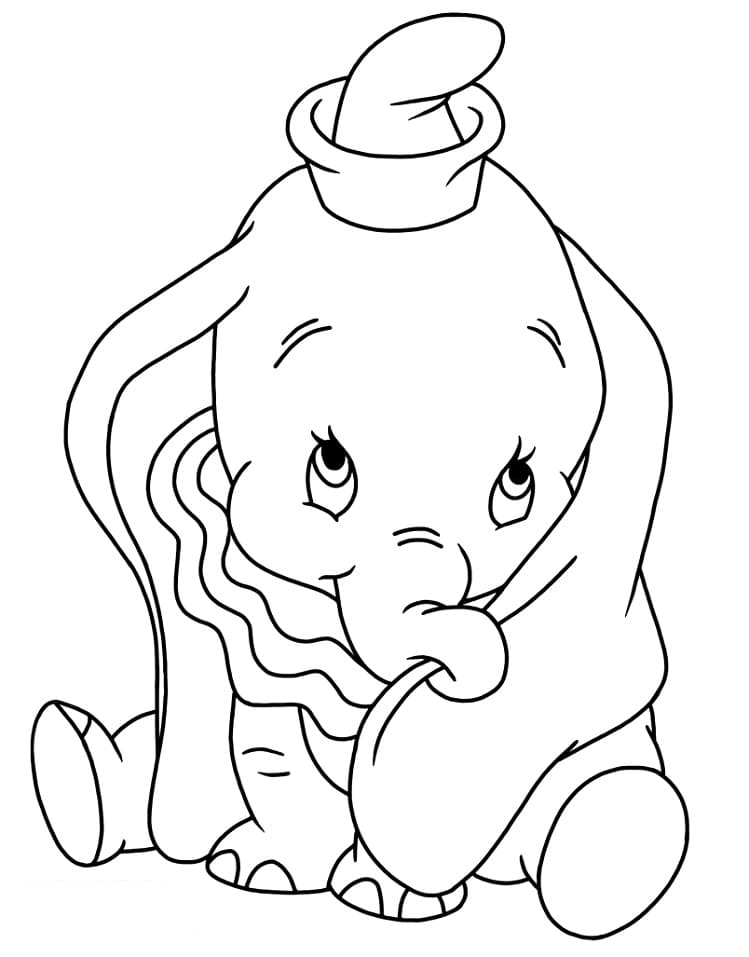 Coloriage Dumbo Mignon Gratuit Pour les Enfants