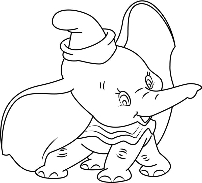 Coloriage Dumbo Mignon Pour les Enfants