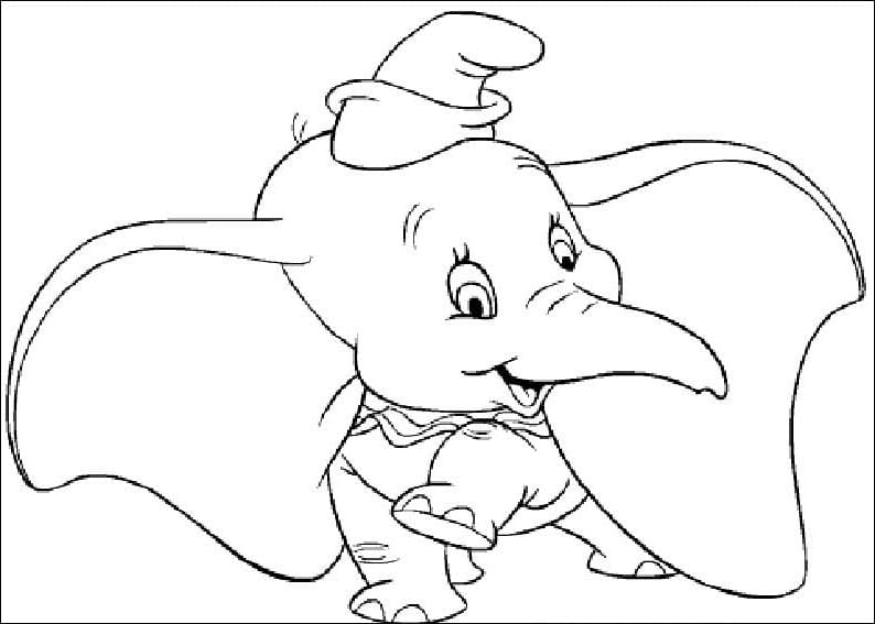 Coloriage Dumbo Souriant