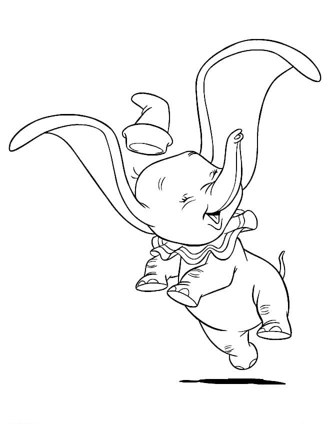 Coloriage Dumbo très Heureux