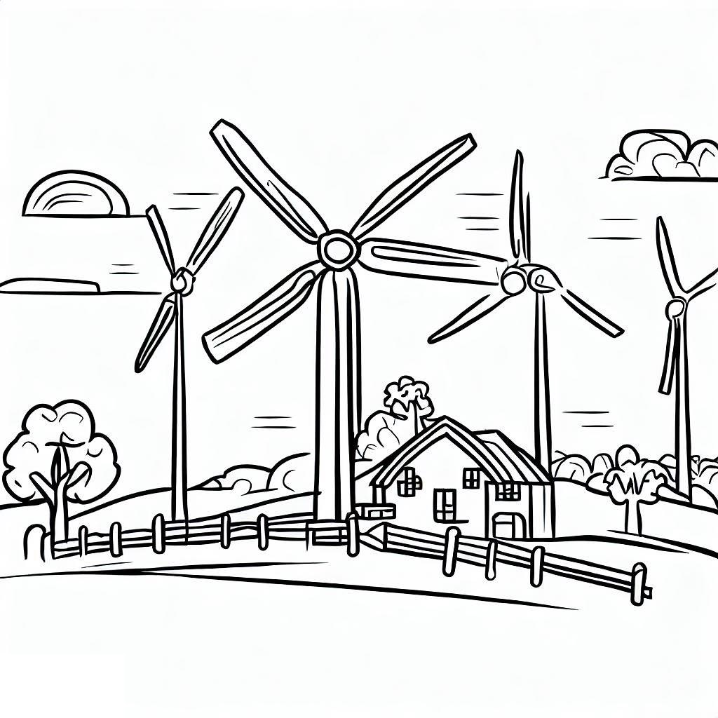 Éoliennes Pour Enfants coloring page