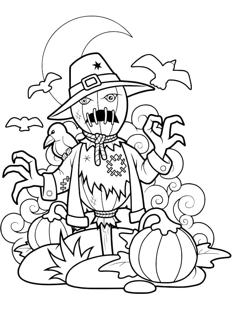 Épouvantail à Halloween coloring page
