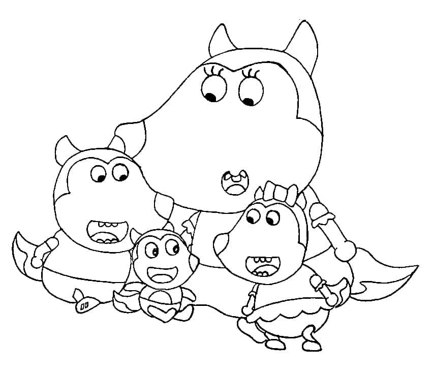 Famille Wolfoo coloring page