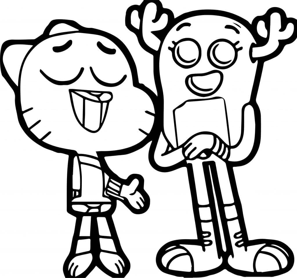 Gumball et Penny coloring page