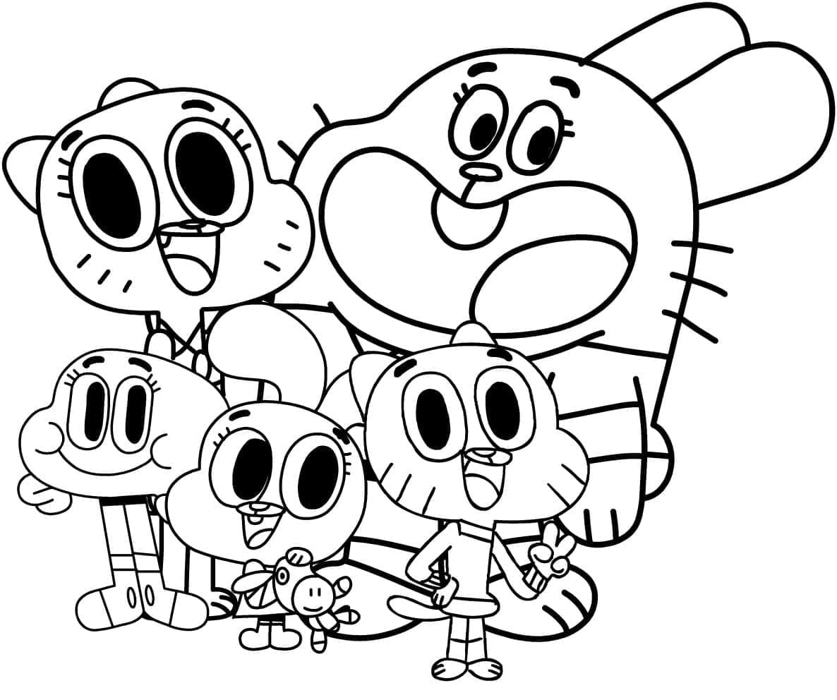 Coloriage Gumball et Sa Famille