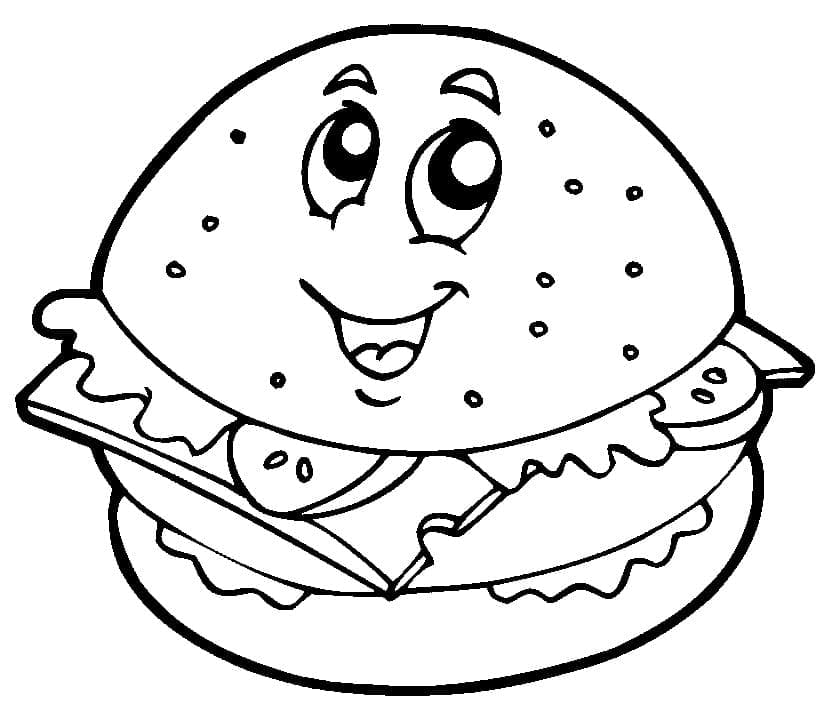 Hamburger de Dessin Animé coloring page