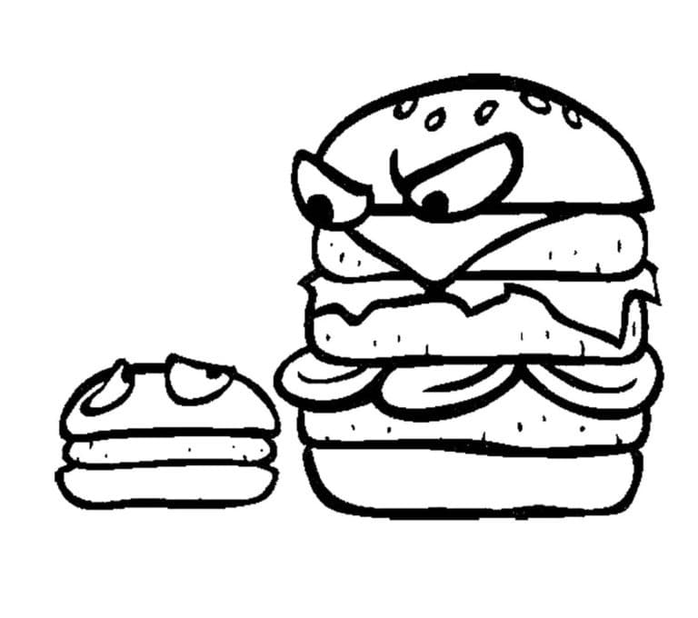 Hamburger en Colère coloring page