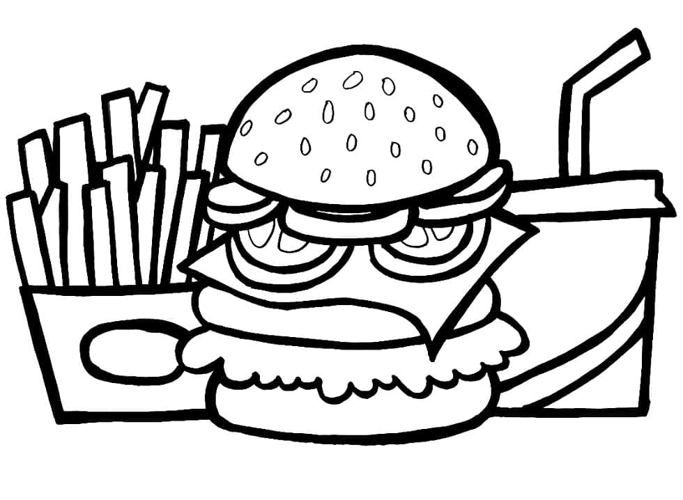 Coloriage Hamburger et Restauration Rapide