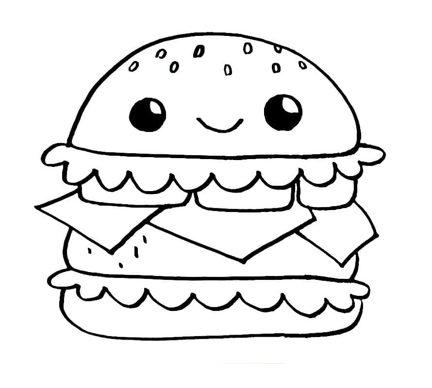 Coloriage Hamburger Souriant