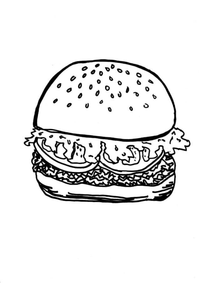 Coloriage Hamburger Très Délicieux