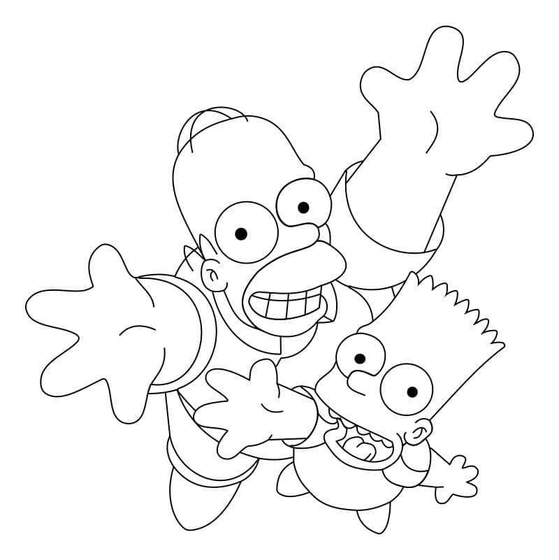 Coloriage Homer et Bart Simpson