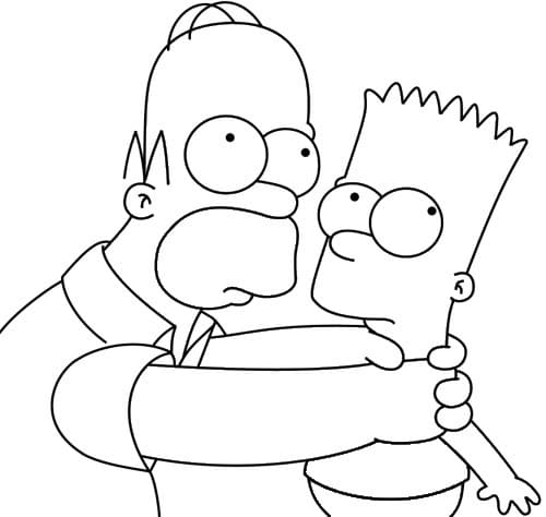 Coloriage Homer et Bart