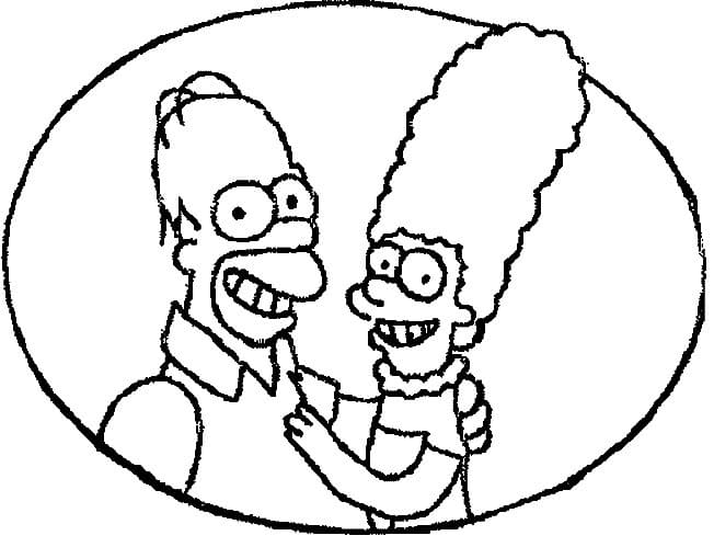 Coloriage Homer et Marge Simpson