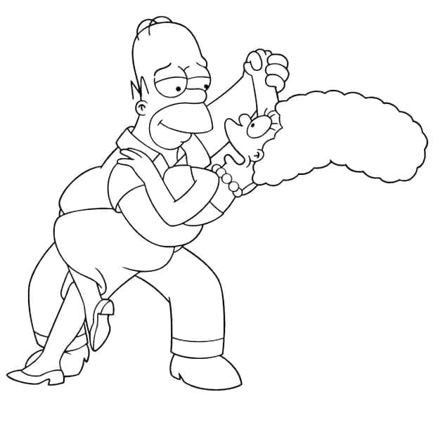 Homer et Marge coloring page