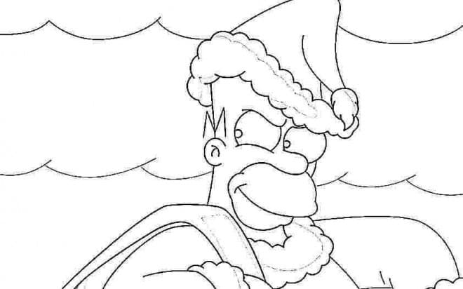 Coloriage Homer Simpson à Noël
