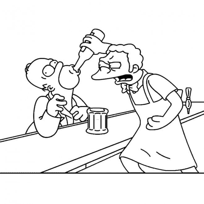 Homer Simpson Boit de la Bière coloring page