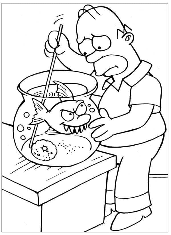 Homer Simpson et Poisson coloring page