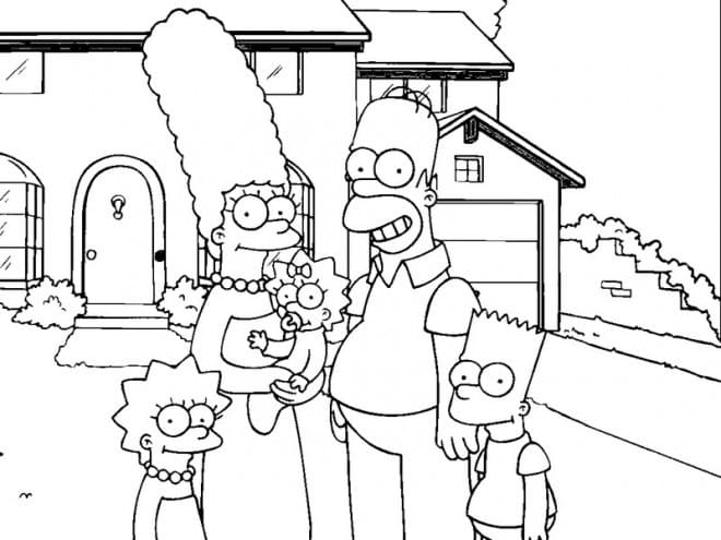 Coloriage Homer Simpson et Sa Famille
