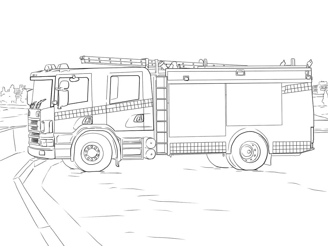 Coloriage Incroyable Camion de Pompier