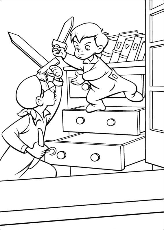 Jean et Michel de Peter Pan coloring page