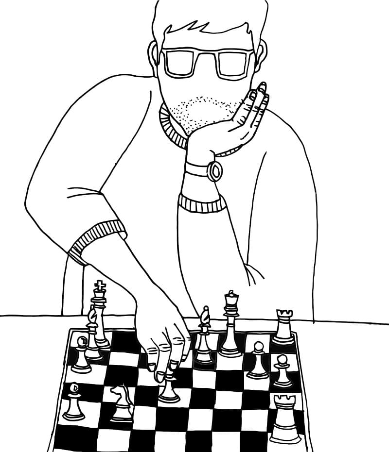 Joueur d’échecs coloring page